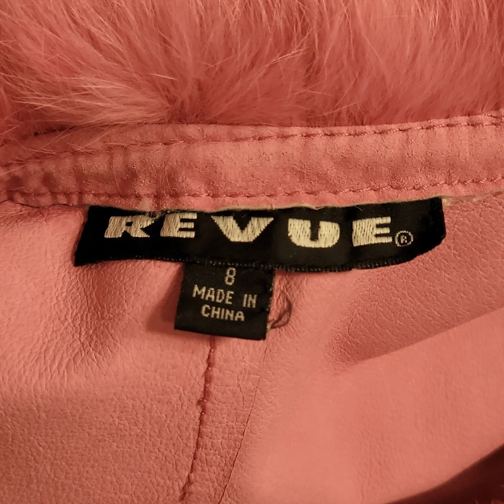 Vintage Revue Pink Suede and Fur Poncho Size 8